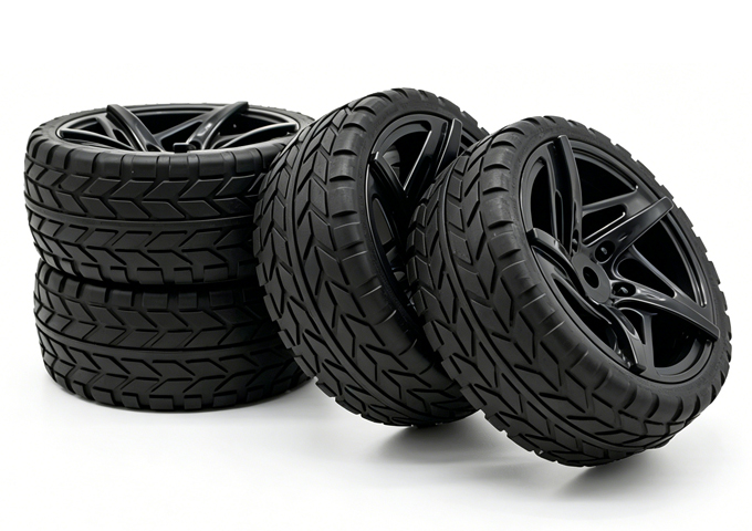 Wheel complete for 1:10 racing cars