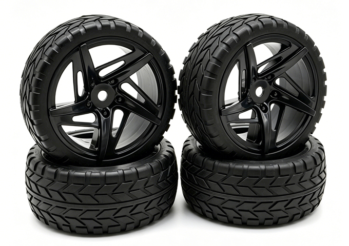 Wheel complete for 1:10 racing cars