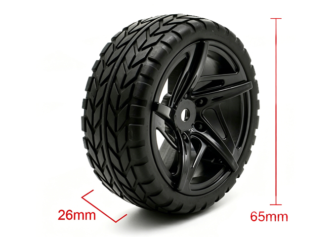 Wheel complete for 1:10 racing cars