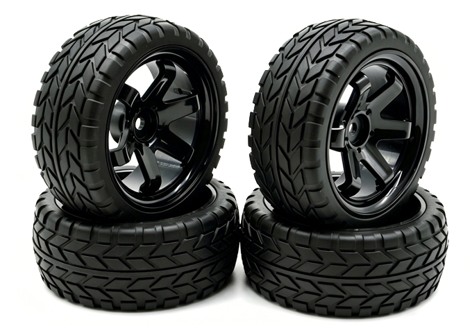 Wheel complete for 1:10 racing cars