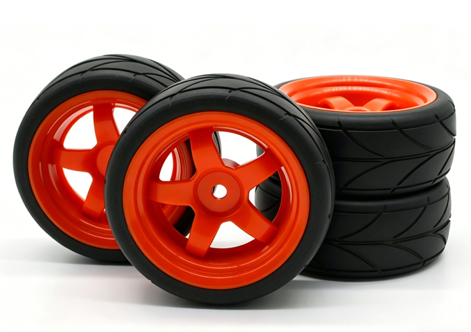 Wheel complete for 1:10 racing cars