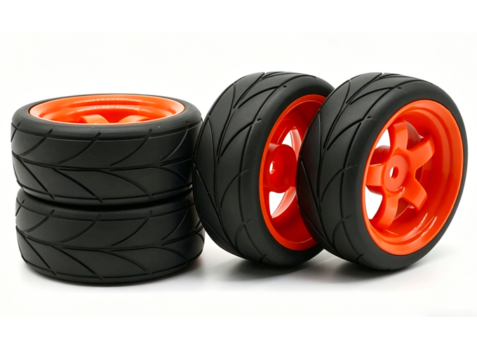 Wheel complete for 1:10 racing cars