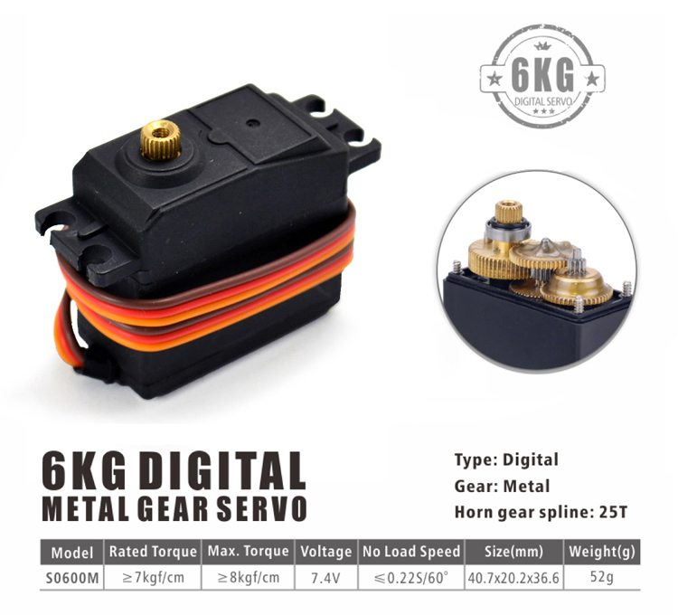 6kg digital metal gear servo