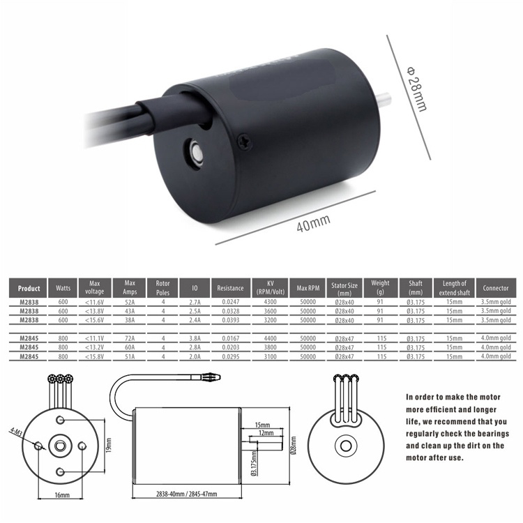 2838 4P Brushless Motor