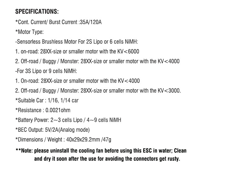  35A waterproof brushless ESC