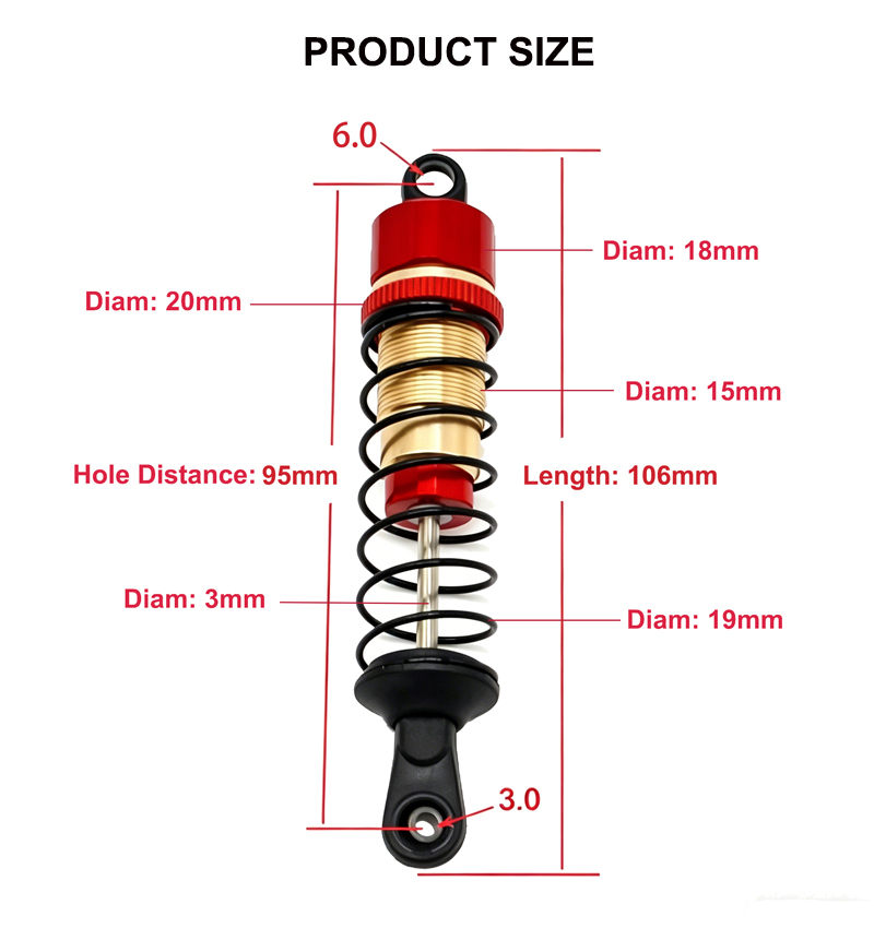 Aluminum 1:10 Shock absorber L=95mm Aluminum 1:10 Shock absorber L=95mm