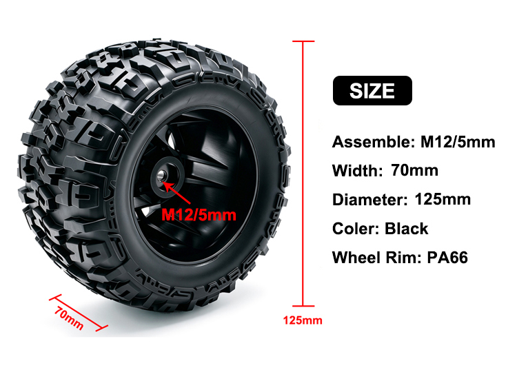 Wheel complete for 1:10 Monster Truck