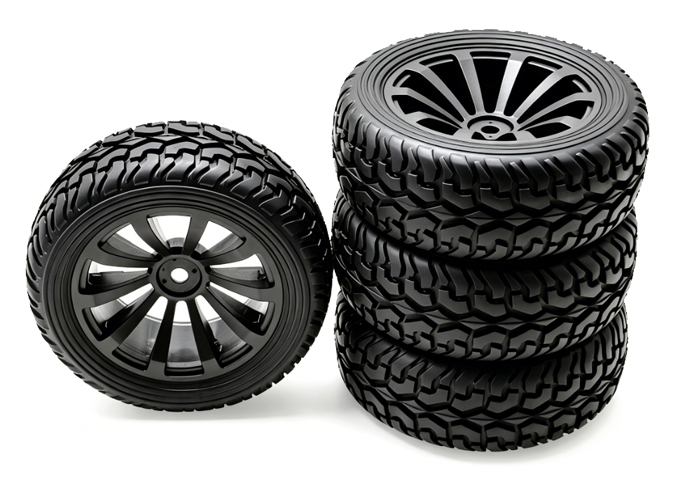 Wheel complete for 1:10 rally cars