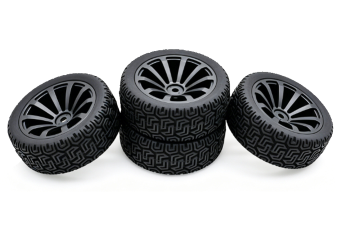 Wheel complete for 1:10 rally cars