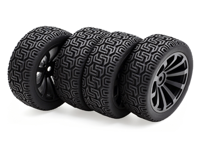 Wheel complete for 1:10 rally cars