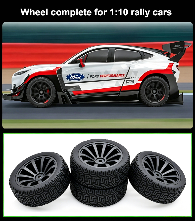 Wheel complete for 1:10 rally cars
