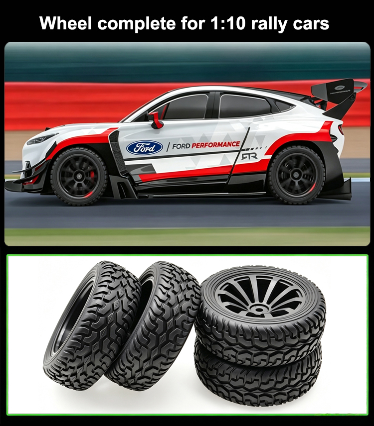 Wheel complete for 1:10 rally cars