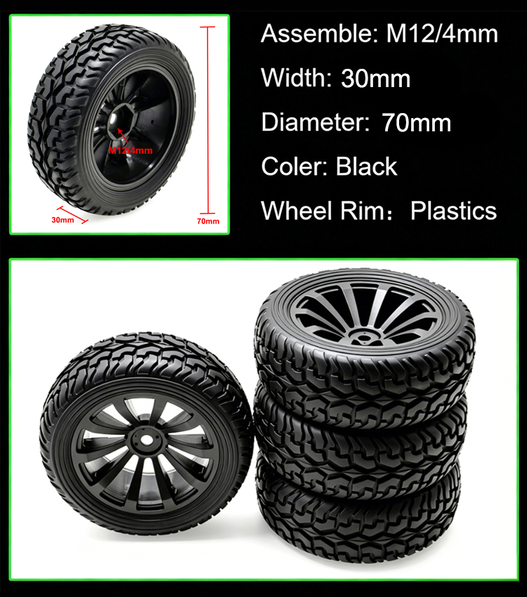 Wheel complete for 1:10 rally cars